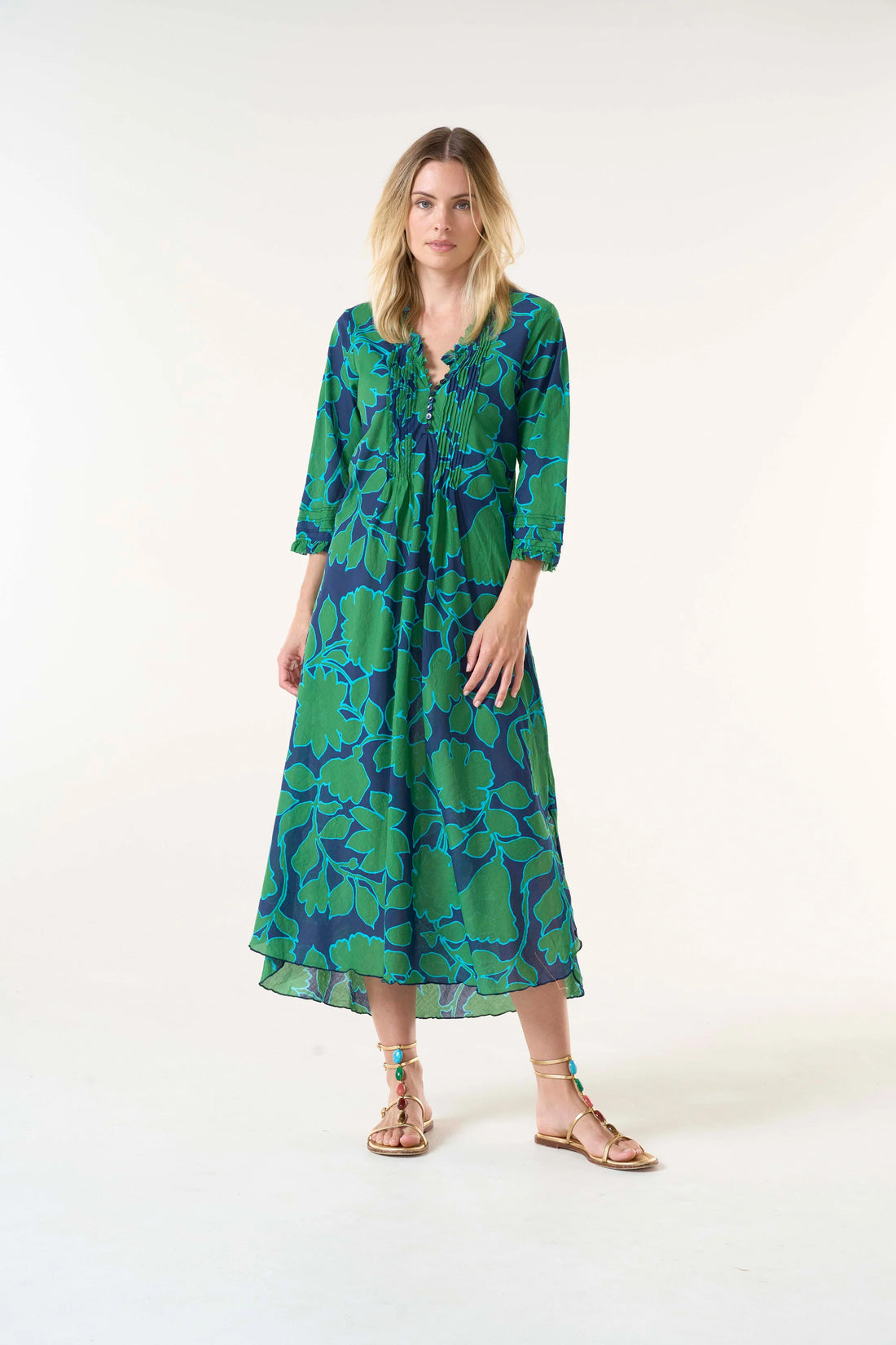One Season Long Poppy Porto Vecchio Green Cotton
