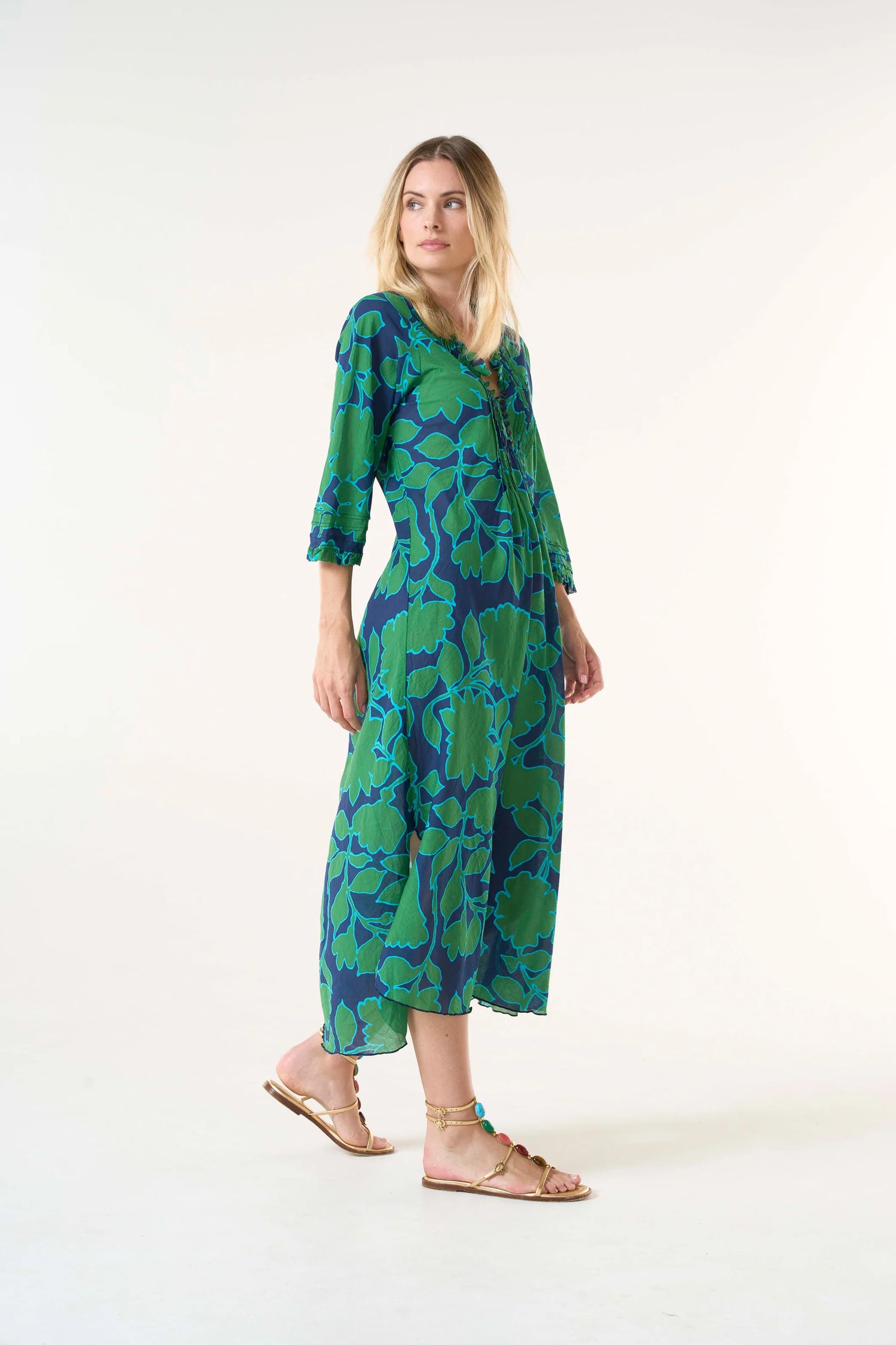 One Season Long Poppy Porto Vecchio Green Cotton