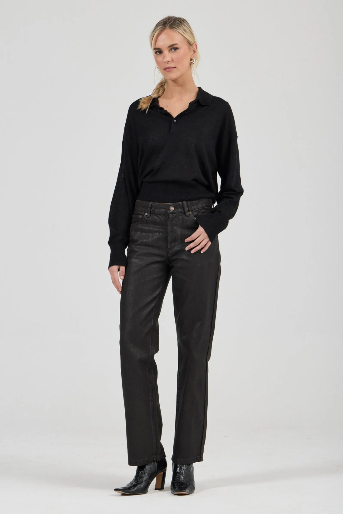 Rollas Amelie Knit Polo Black