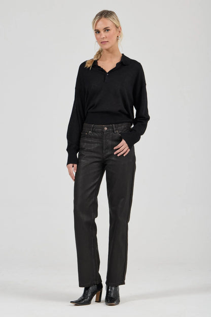 Rollas Amelie Knit Polo Black