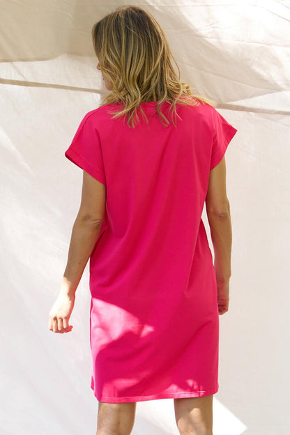 Zena T-Shirt Dress Raspberry Pink