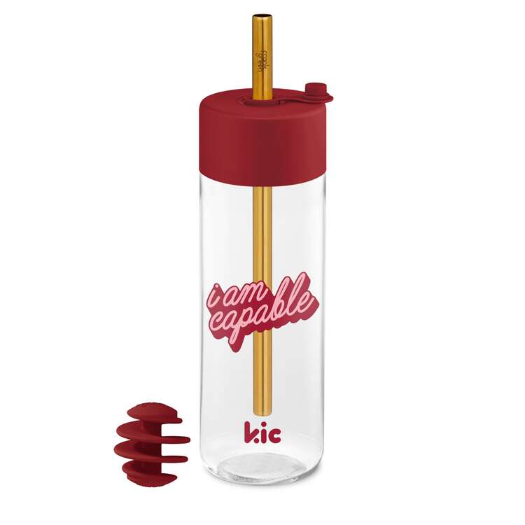 Frank Green 25oz OG Reusable Bottle KIC Cherry With Jumbo Straw Lid &amp; Agitator