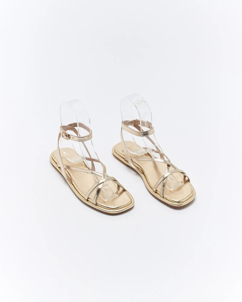 Walnut Ripley Leather Sandal Soft Gold