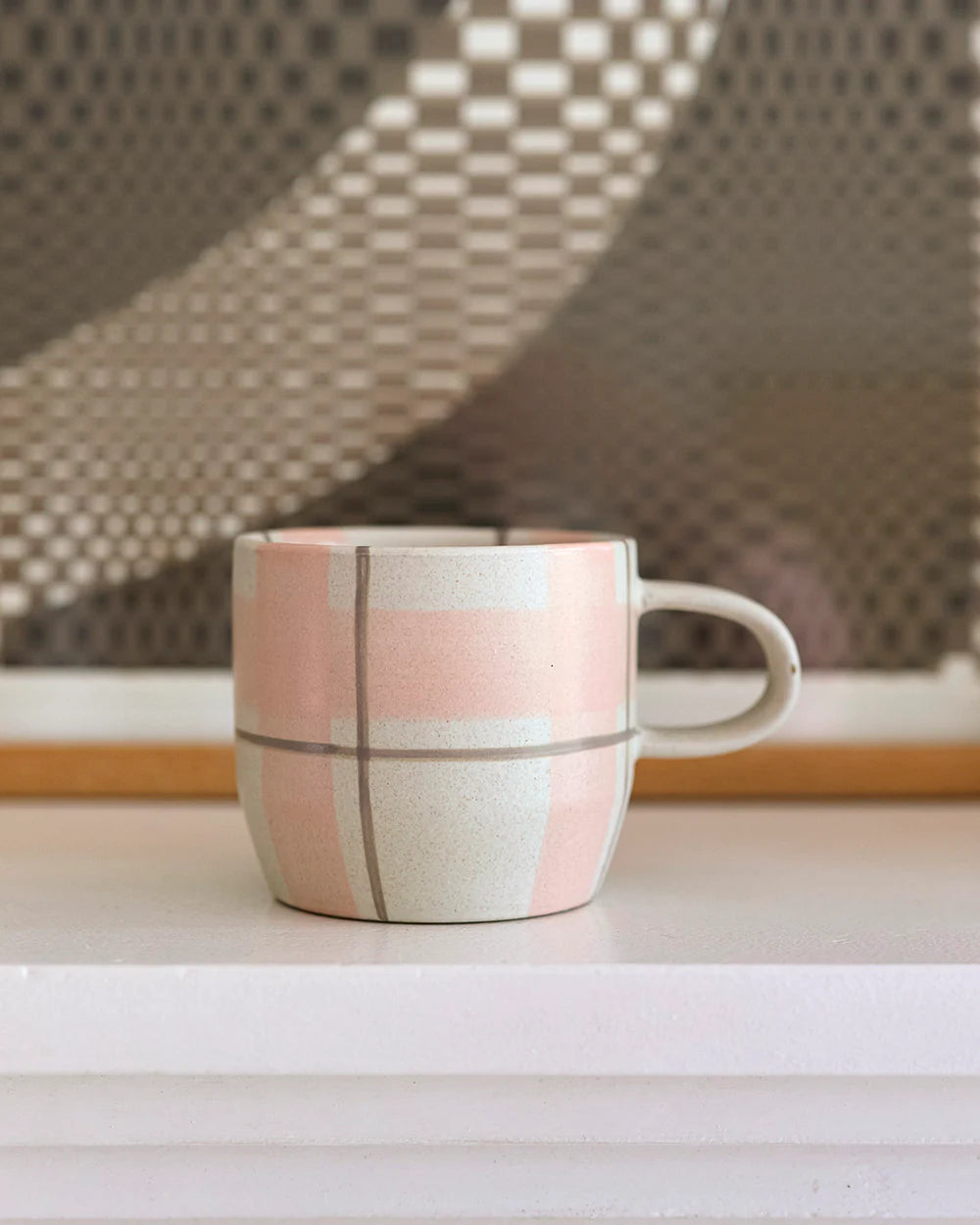 Robert Gordon Mug Single Blush &amp; Grey Check Cat&