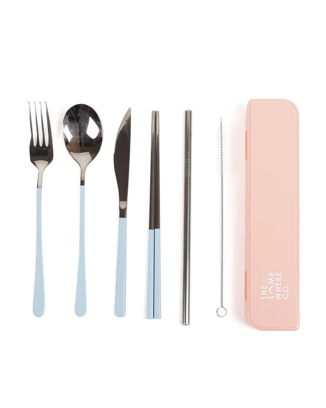 The Somewhere Co Take Me Away Cutlery Kit Forest Powder Blue Handle