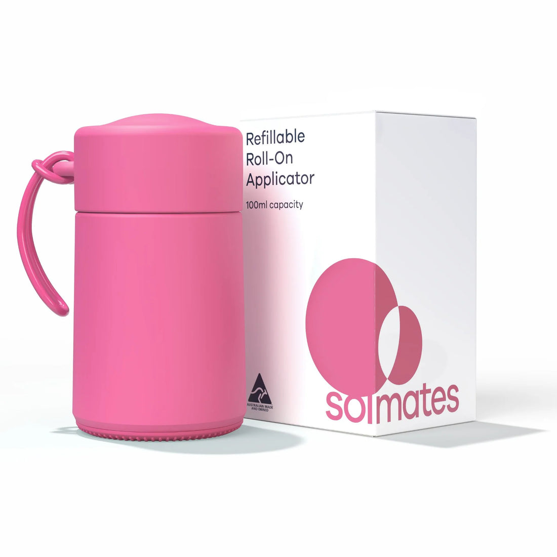 Solmates Refillable Roll-On Applicator 100ml Pink