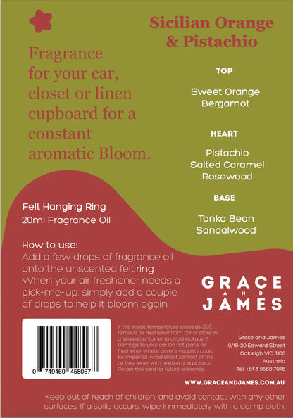 Bloom Collection Orange &amp; Pistachio Felt Air Freshener