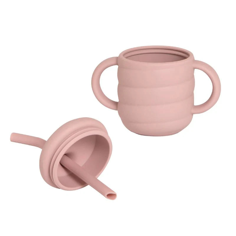 Silicone Sippy Cup With Straw Dusty Pink