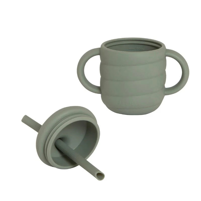 Silicone Sippy Cup With Straw Olive