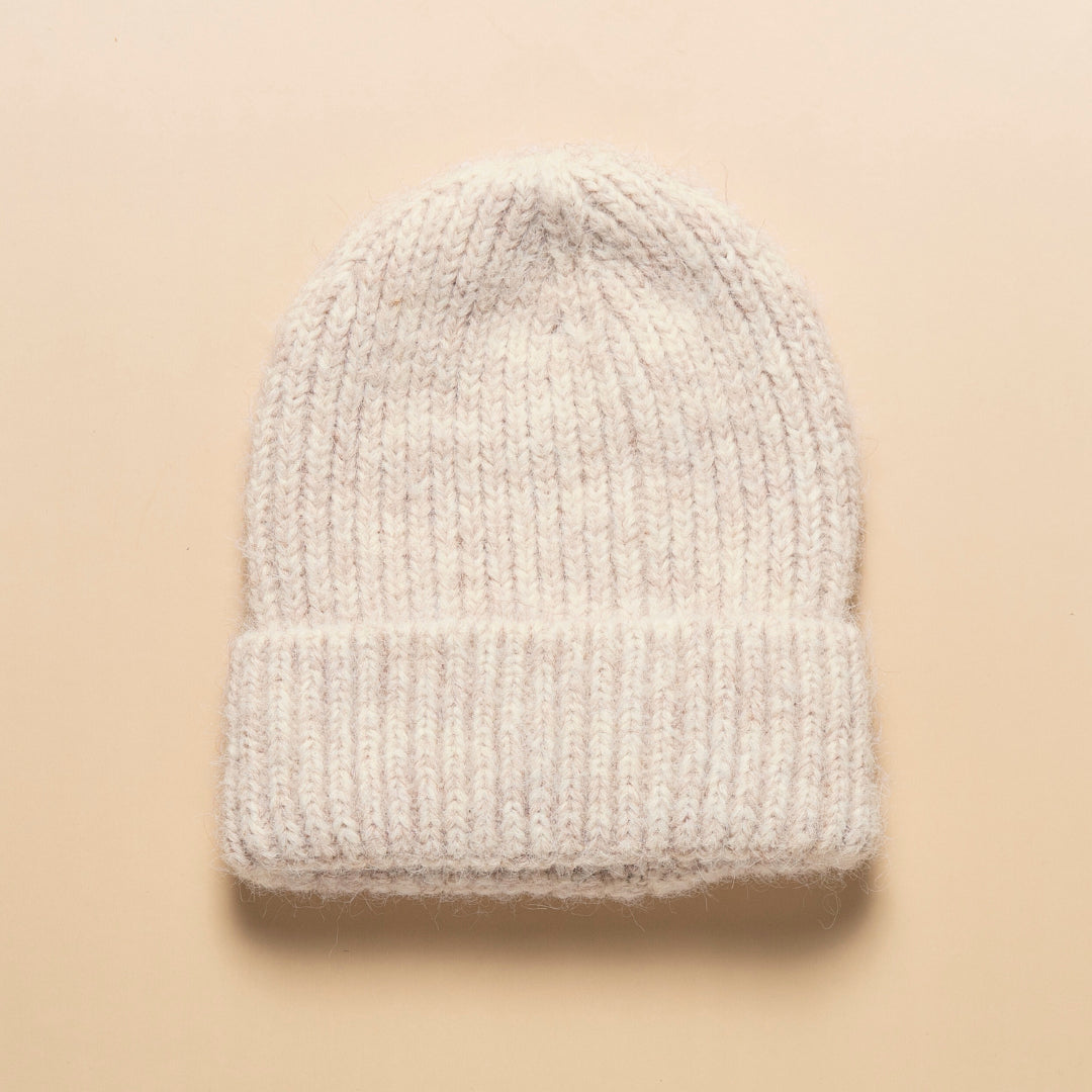 Oat Ribbed Knit Beanie