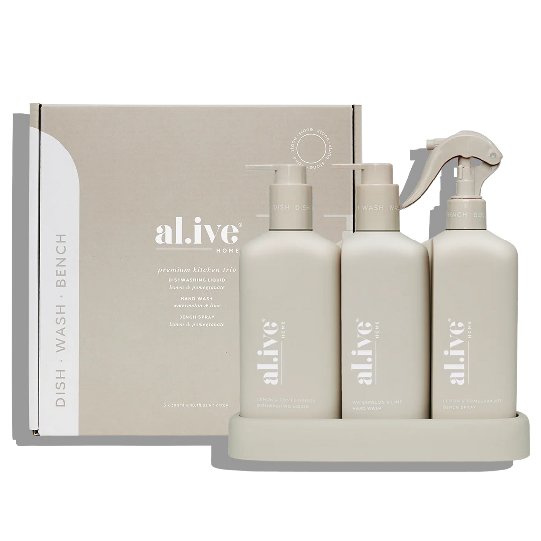 AL.IVE Kitchen Trio Dish Wash, Hand Wash &amp; Bench Spray Lemon &amp; Pomegranate and Watermelon &amp; Lime