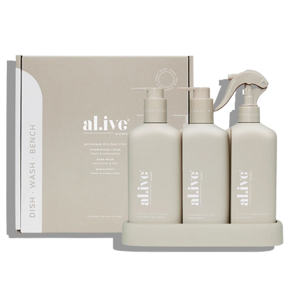 AL.IVE Kitchen Trio Dish Wash, Hand Wash &amp; Bench Spray Lemon &amp; Pomegranate and Watermelon &amp; Lime