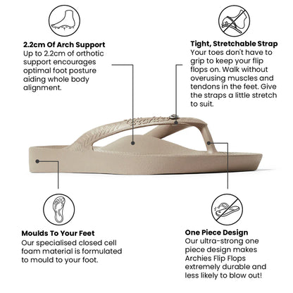 Archies Arch Support Thongs Classic Crystal Taupe