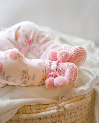 Toshi Organic Baby Booties Yummy Misty Rose