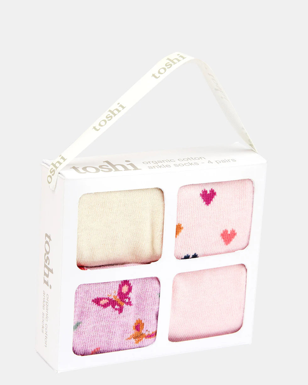 Toshi Organic Socks Gift Box Ankle Assort/Sweetheart 0 to 6mths