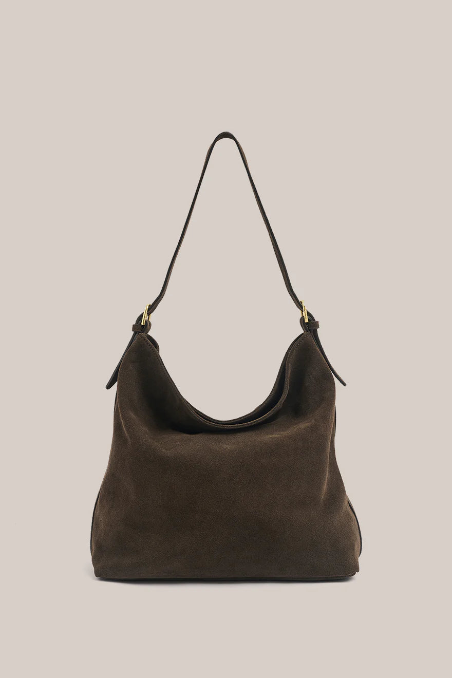 Vestirsi Savannah Suede Dark Chocolate Hobo Bag