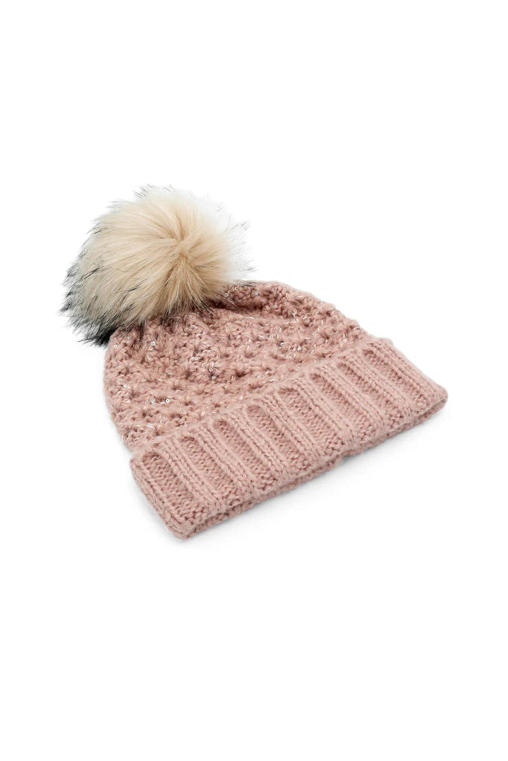 Morgan &amp; Taylor Olive Cable Knit Beanie in Pink