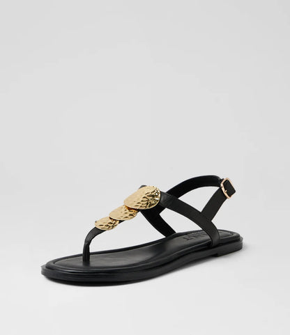 Walnut Roxie Leather Sandal Black