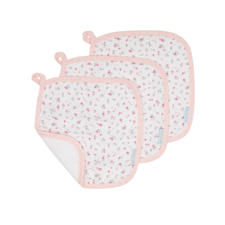 All4Ella Wash Cloths 3Pk Pink Petals