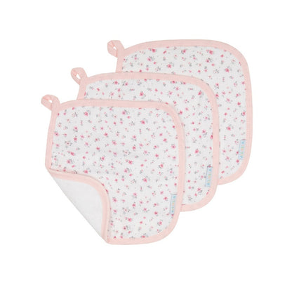 All4Ella Wash Cloths 3Pk Pink Petals