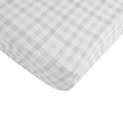 All4Ella Waterproof Fitted Cot Sheet Gingham Sage