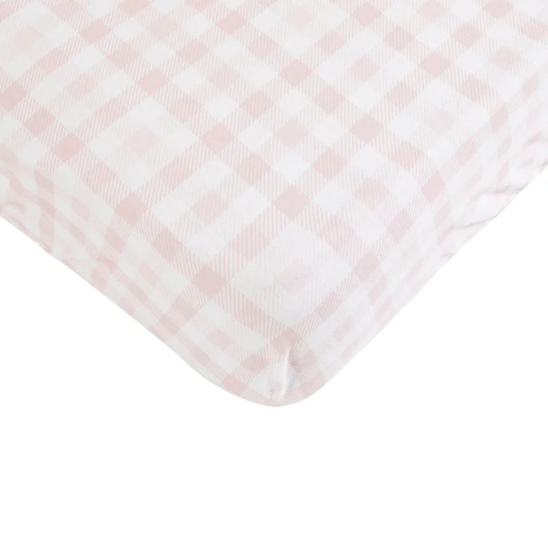 All4Ella Waterproof Fitted Cot Sheet Gingham Pink