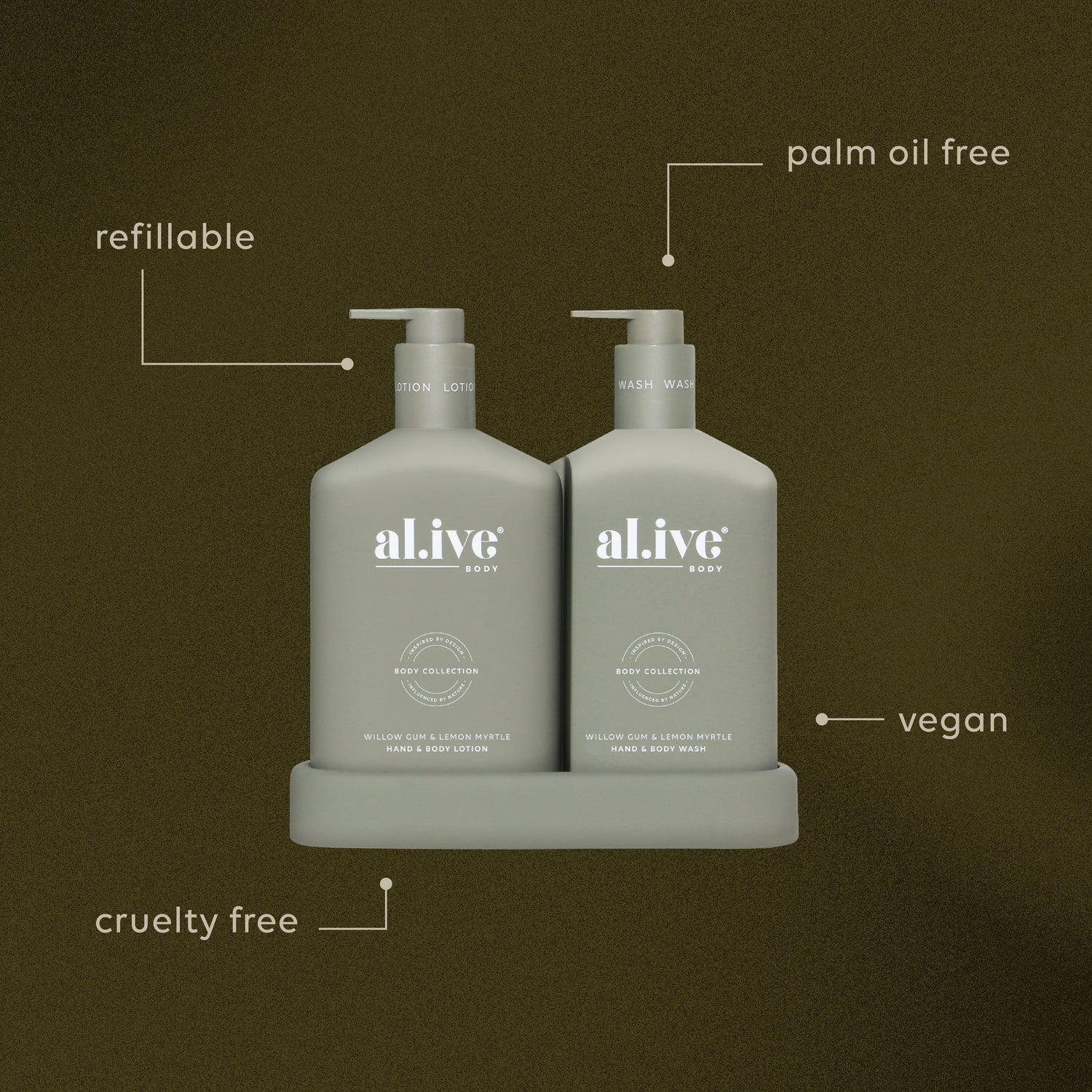 AL.IVE Body Wash &amp; Body Bathroom Duo Willow Gum &amp; Lemon Myrtle