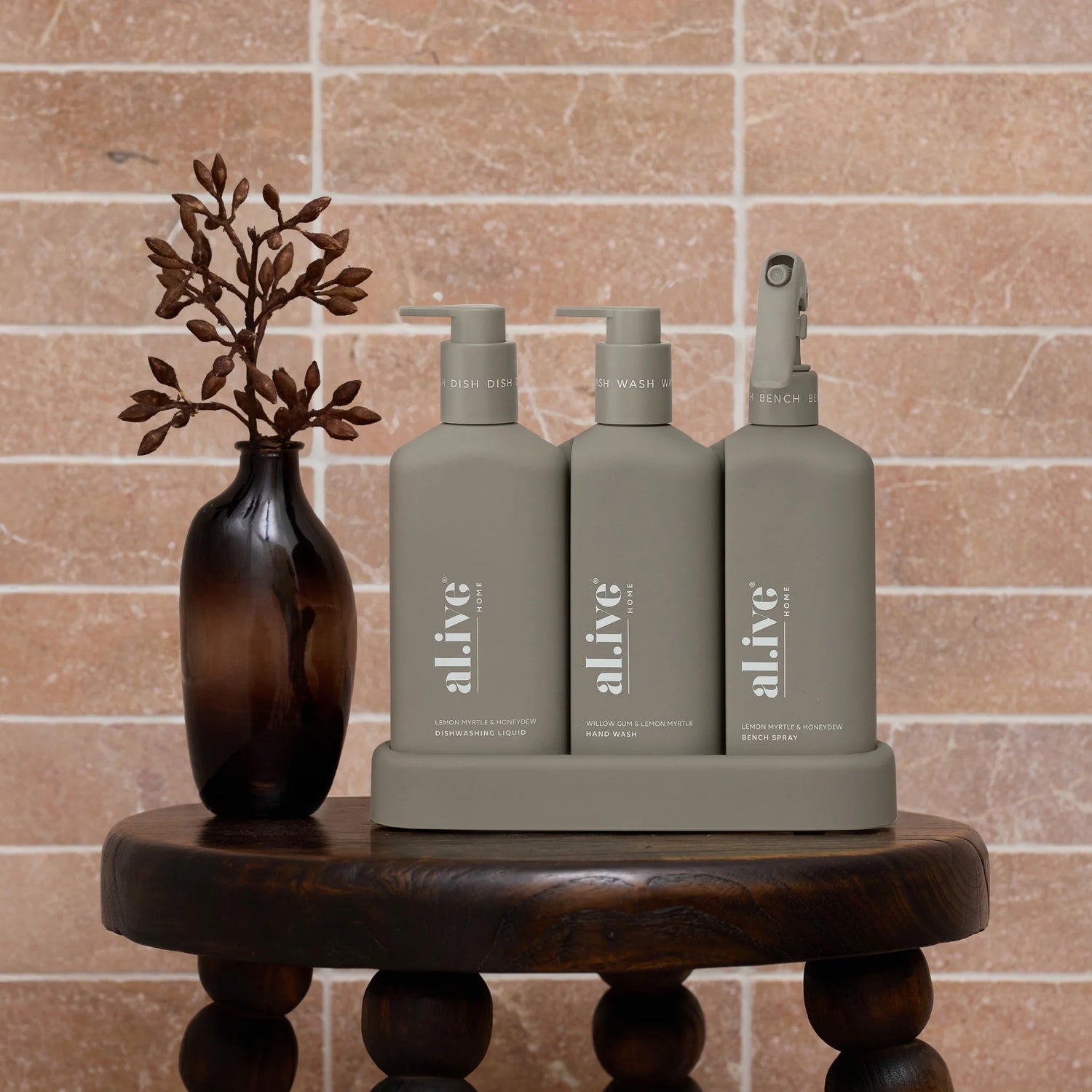 AL.IVE Kitchen Trio Dish Wash, Hand Wash &amp; Bench Spray Lemon Myrtle &amp; Honeydew and Willow Gum &amp; Lemon Myrtle