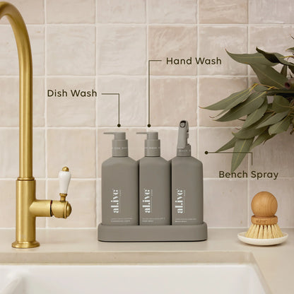 AL.IVE Kitchen Trio Dish Wash, Hand Wash &amp; Bench Spray Lemon Myrtle &amp; Honeydew and Willow Gum &amp; Lemon Myrtle