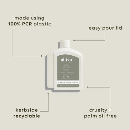 AL.IVE Body 650mL Lotion Refill Willow Gum &amp; Lemon Myrtle