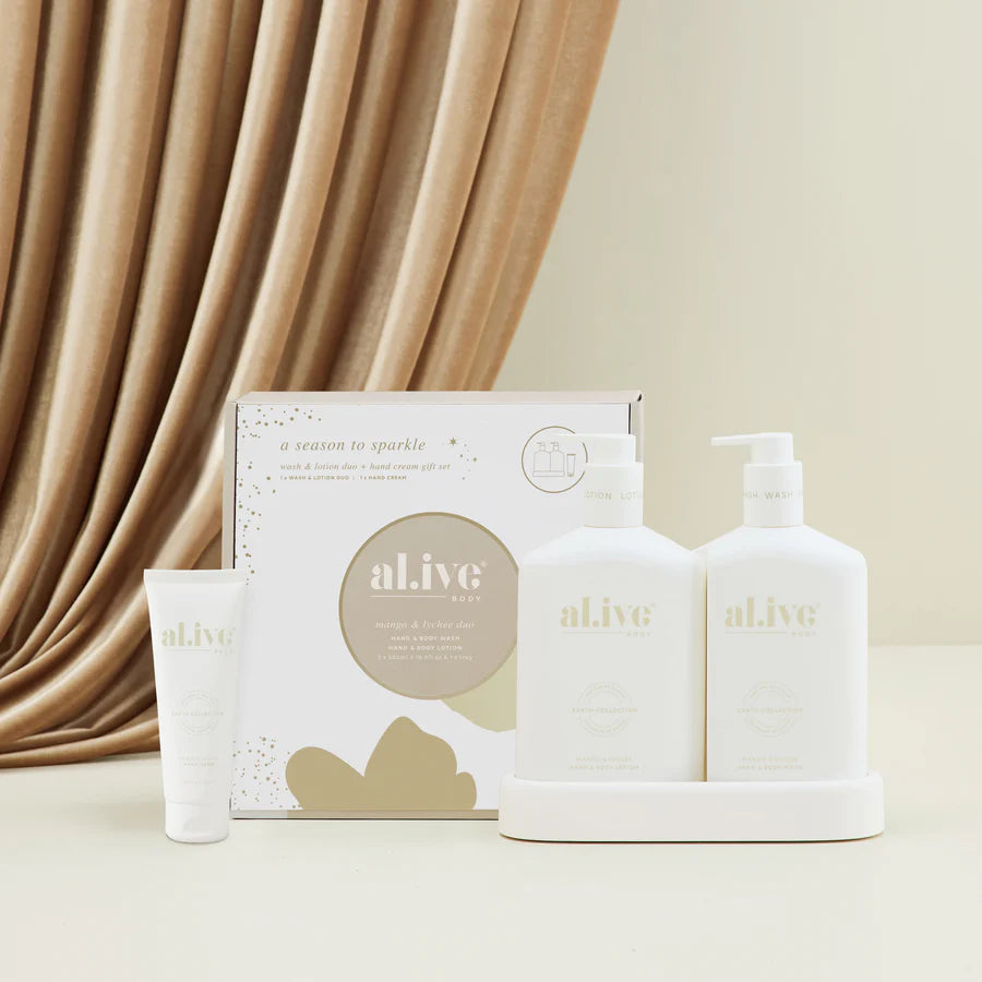 Al.ive Wash &amp; Lotion Duo + Hand Cream Gift Set Mango &amp; Lychee