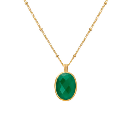 Murkani Wandering Soul Green Onyx Pendant Necklace Yellow Gold Plate