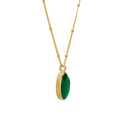 Murkani Wandering Soul Green Onyx Pendant Necklace Yellow Gold Plate