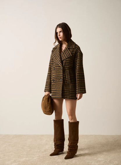 Esmaee Chronical Check Coat Khaki Check