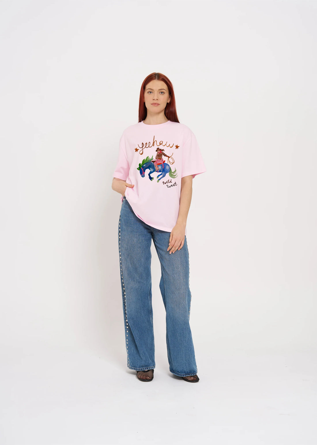 MAKU The Label YEEHAW!! Tee Boyfriend Baby Pink