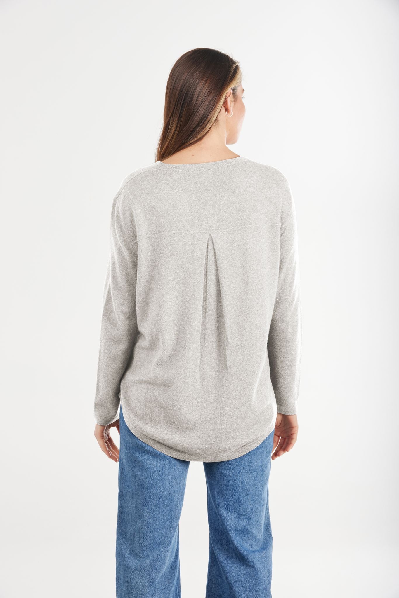 Bridge &amp; Lord Crew Neck Pullover With Pleat Down Centre Back Soft Cloud