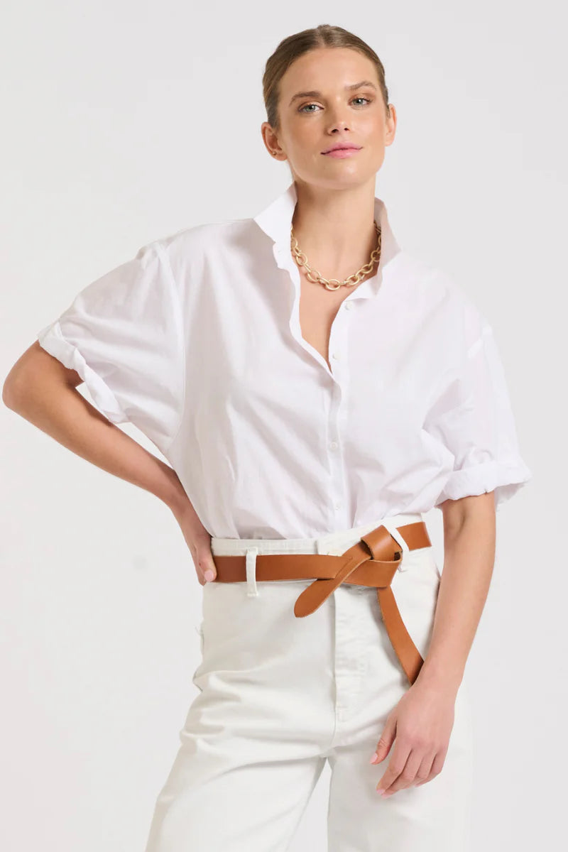 The Annie Relaxed Short Sleeve Shirt White