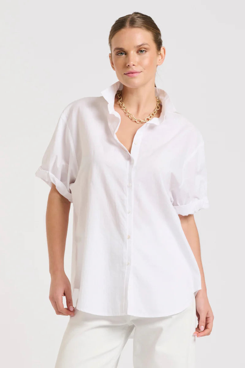 The Annie Relaxed Short Sleeve Shirt White