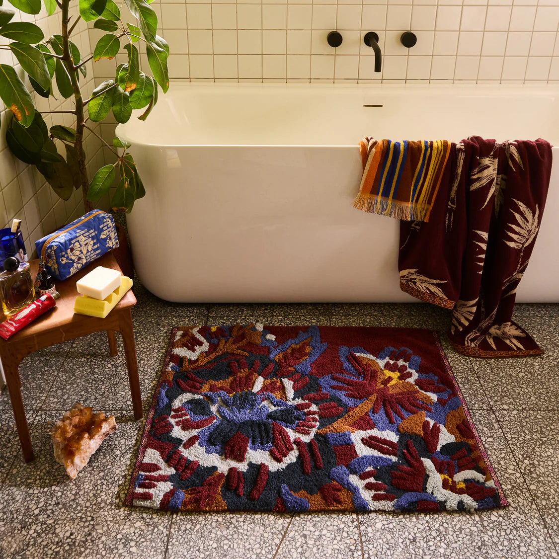 Sage x Clare Eliza Bath Mat Rosewood