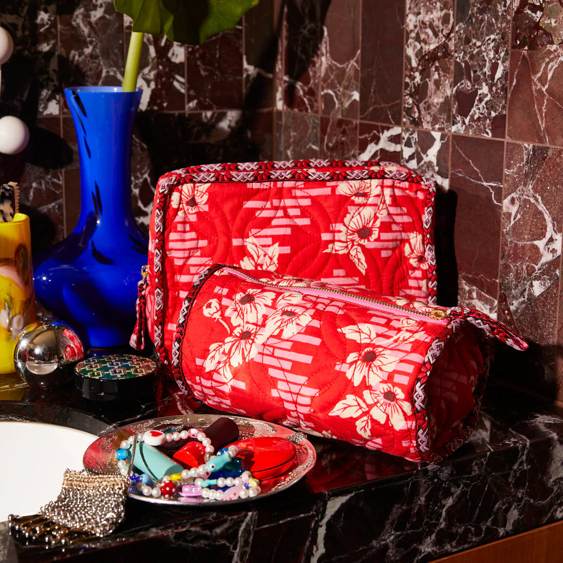 Sage x Clare Marta Make up Bag Vermillion