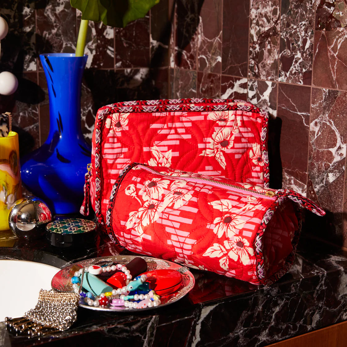 Sage x Clare Marta Make up Bag Vermillion