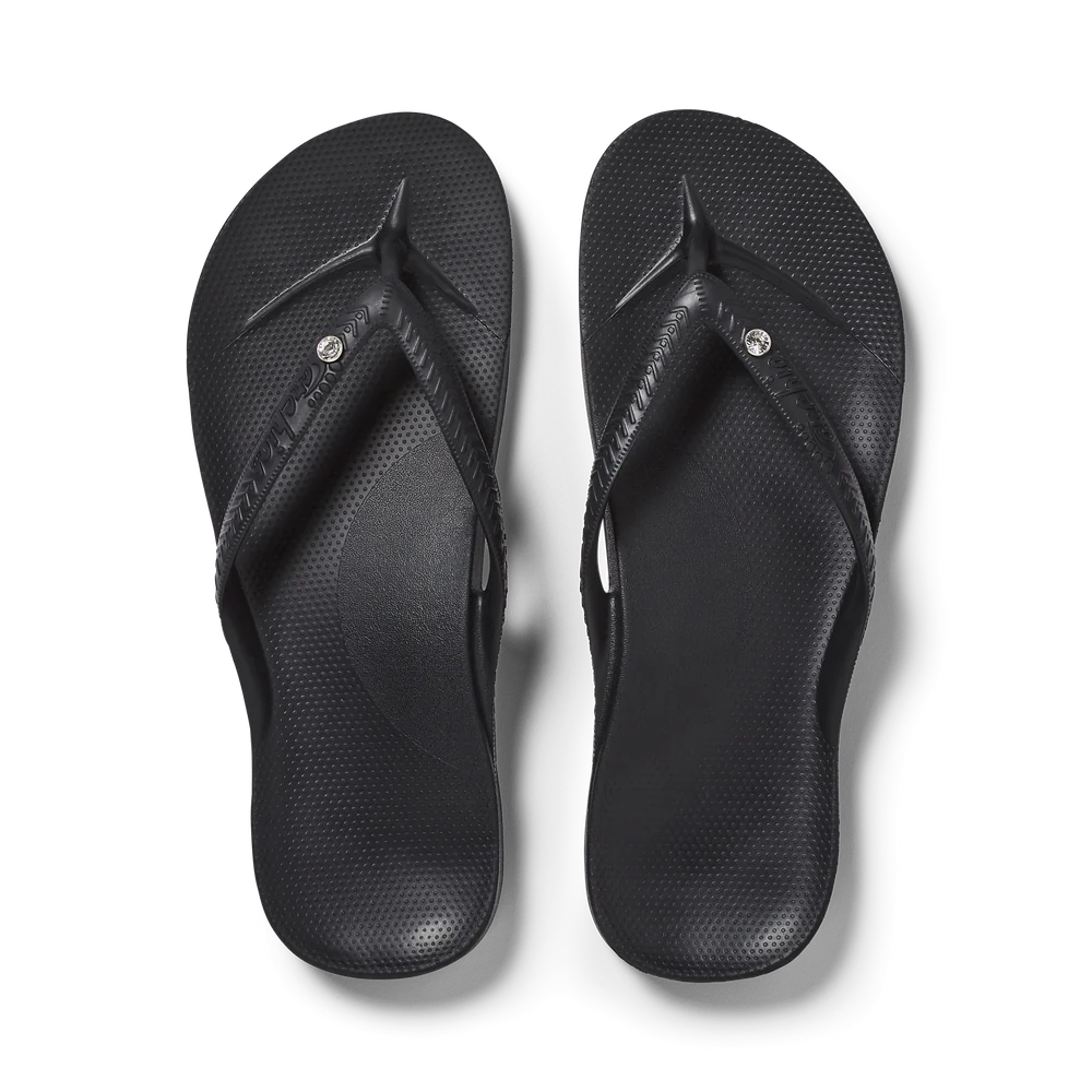 Archies Arch Support Thongs Classic Crystal Black