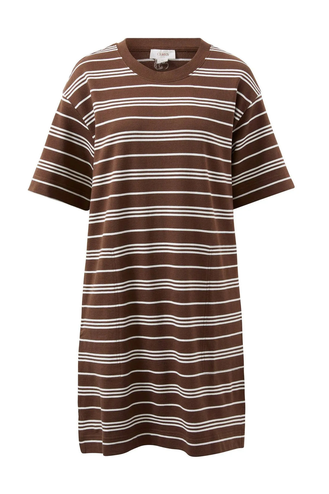 Ceres Cleo Mini Terry Dress Choc White Stripe