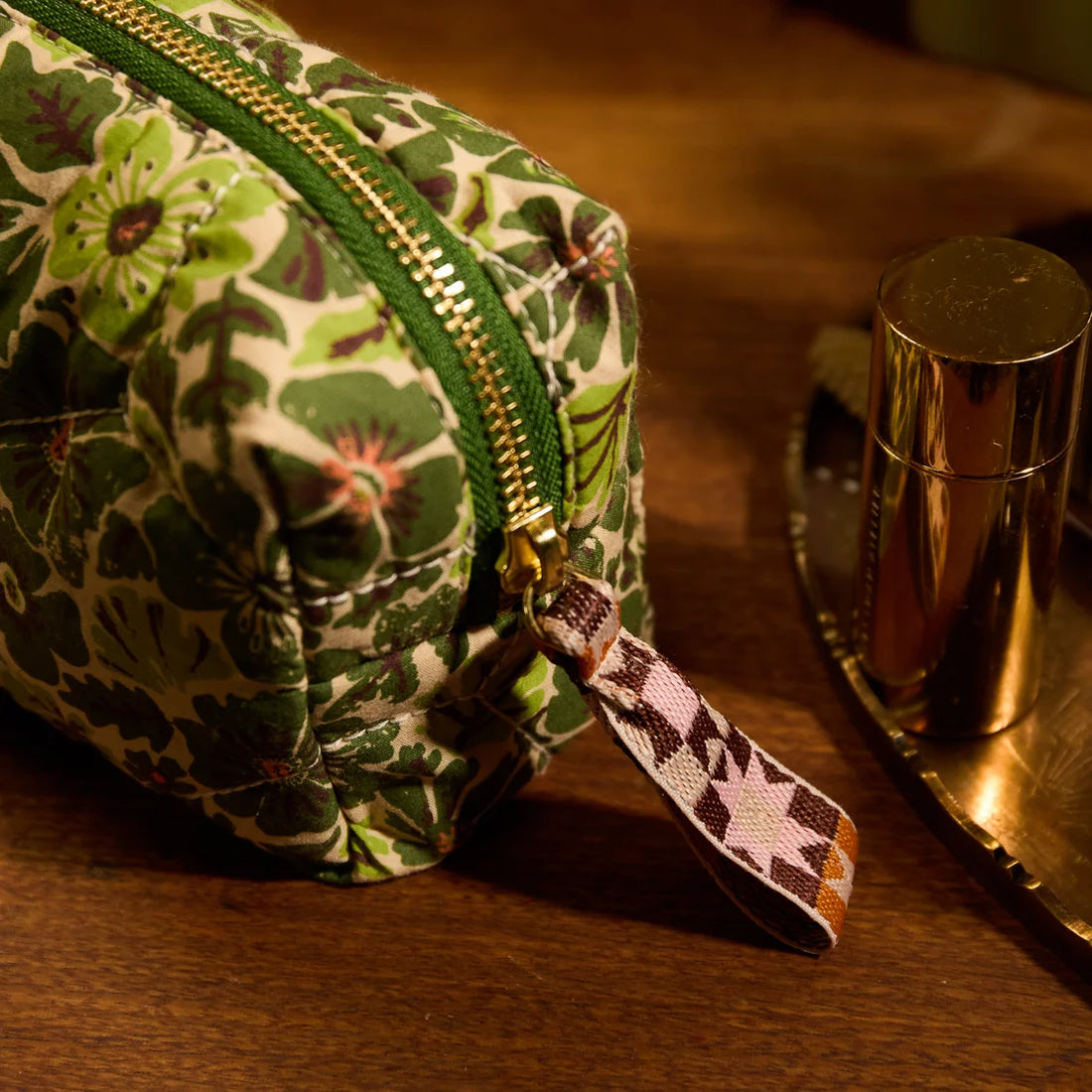 Sage x Clare Magnolia Travel Pouch Cactus Green