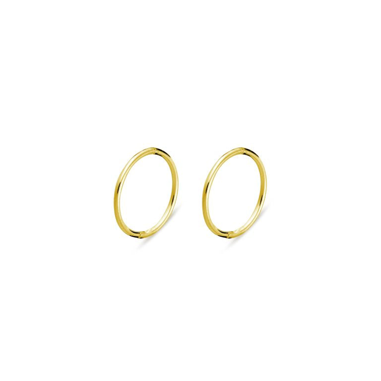 Sterling Silver 22ct Gold Plated Hinged Plain Sleepers 8mm