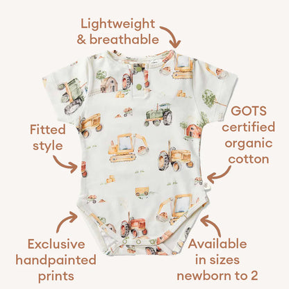 Snuggle Hunny Diggers &amp; Tractors Organic Bodysuit