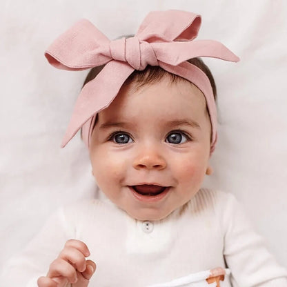 Snuggle Hunny Pre Tied Linen Bow Dusty Pink