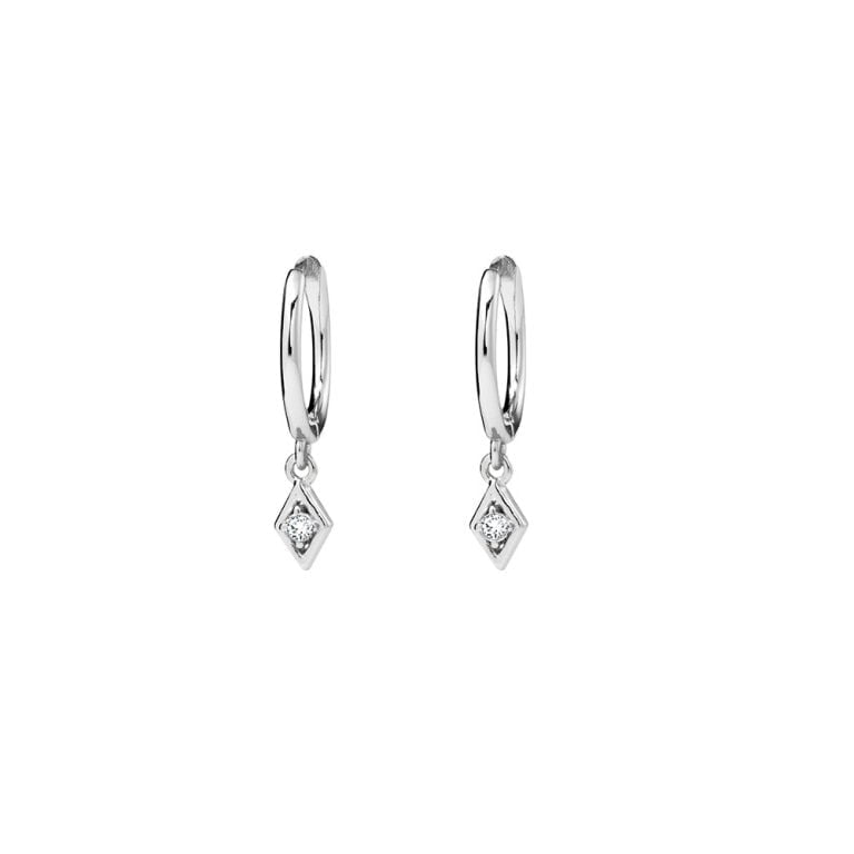 Sterling Silver Huggies With Tiny CZ Charm