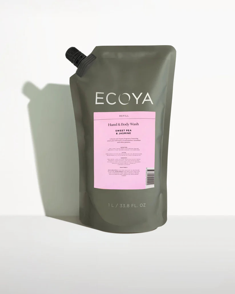 Ecoya Hand &amp; Body Wash 1L Refill Sweet Pea &amp; Jasmine