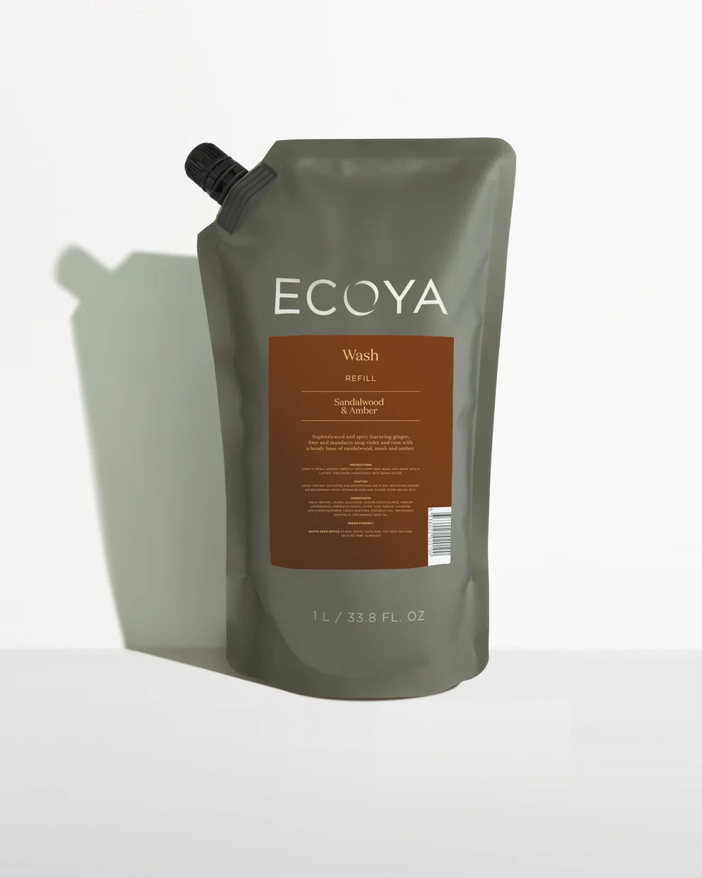 Ecoya Sandalwood &amp; Amber Hand &amp; Body Wash 1L Refill